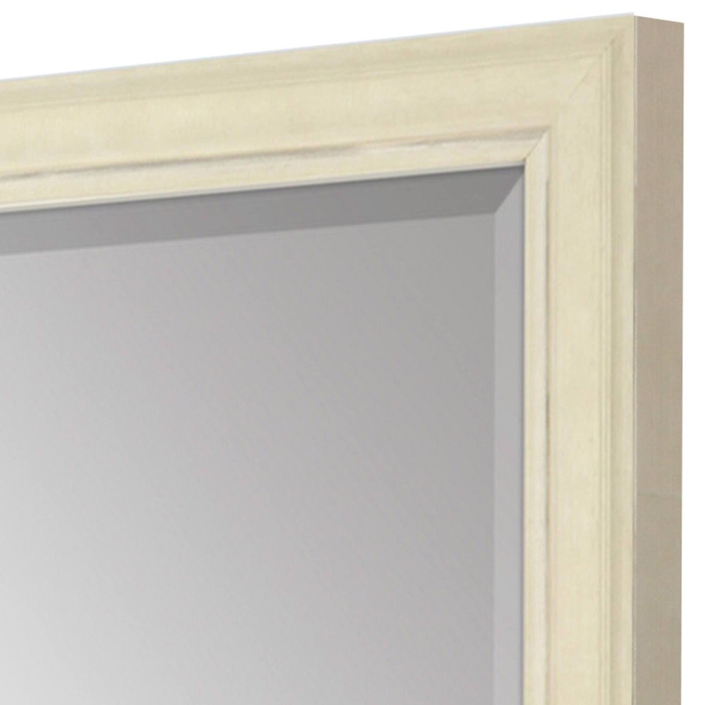 44" White Solid Wood Framed Accent Mirror