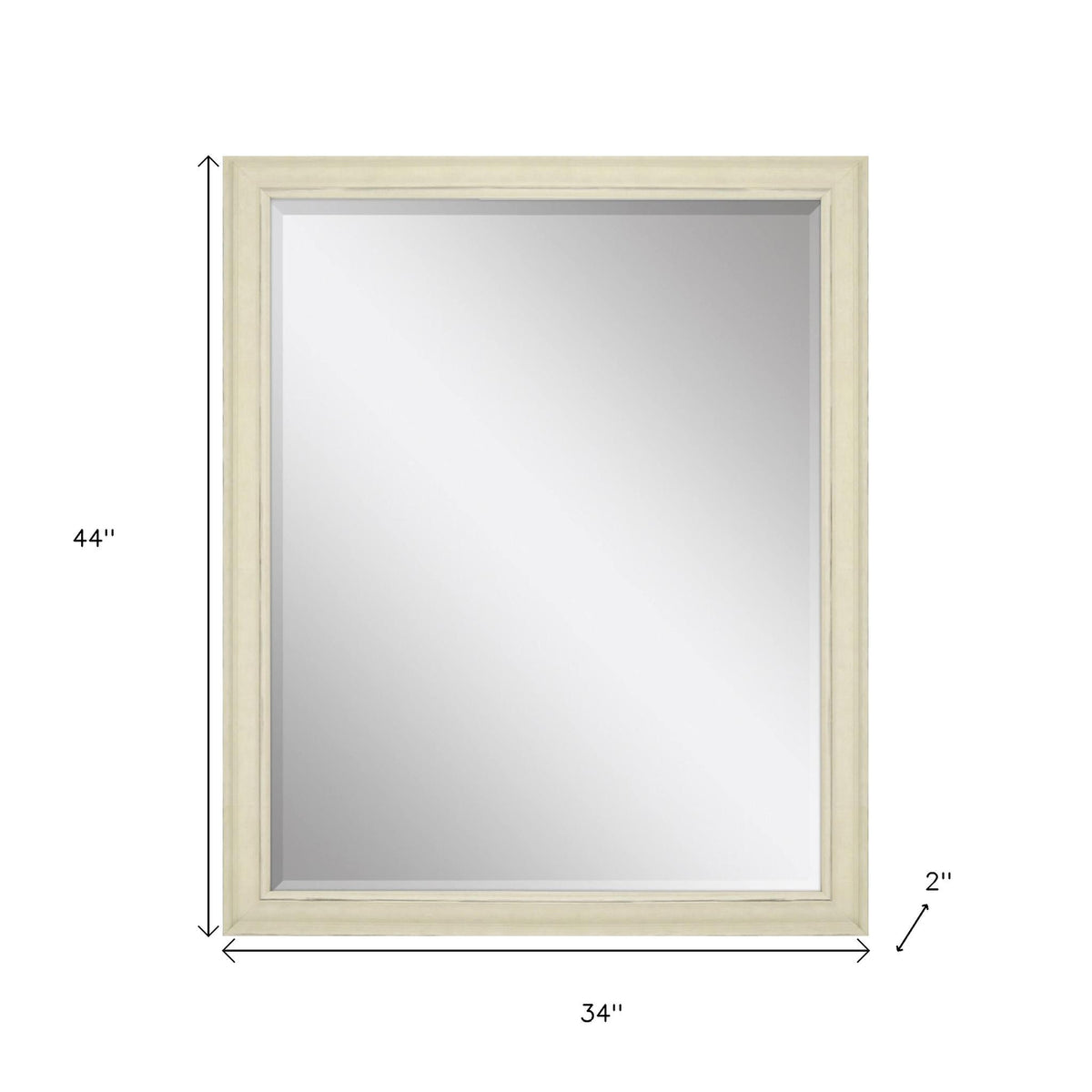 44" White Solid Wood Framed Accent Mirror