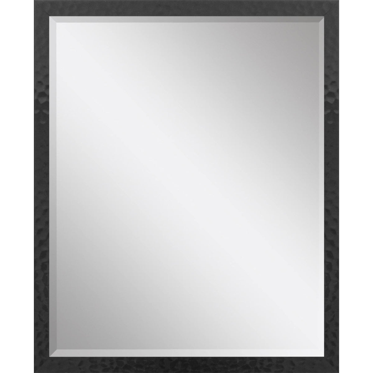 30" Black Hammered Geometric Finish Framed Accent Mirror