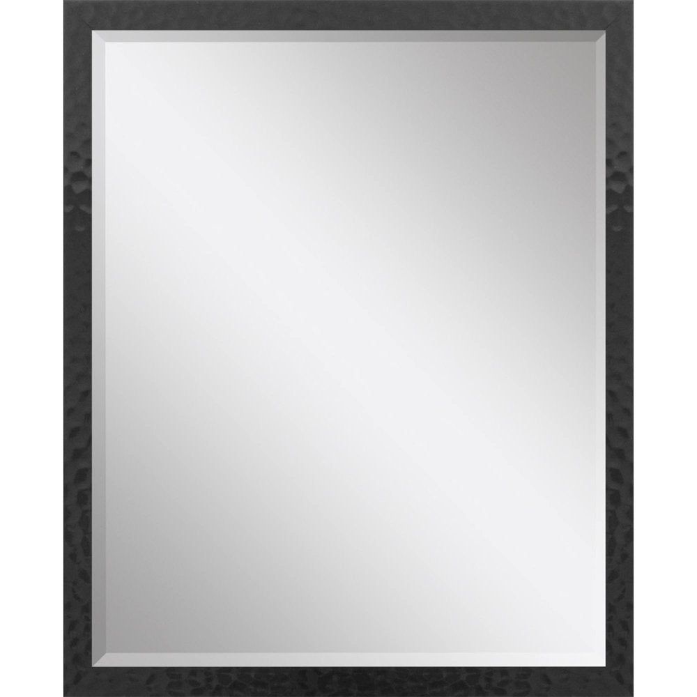32" Black Hammered Geometric Framed Accent Mirror