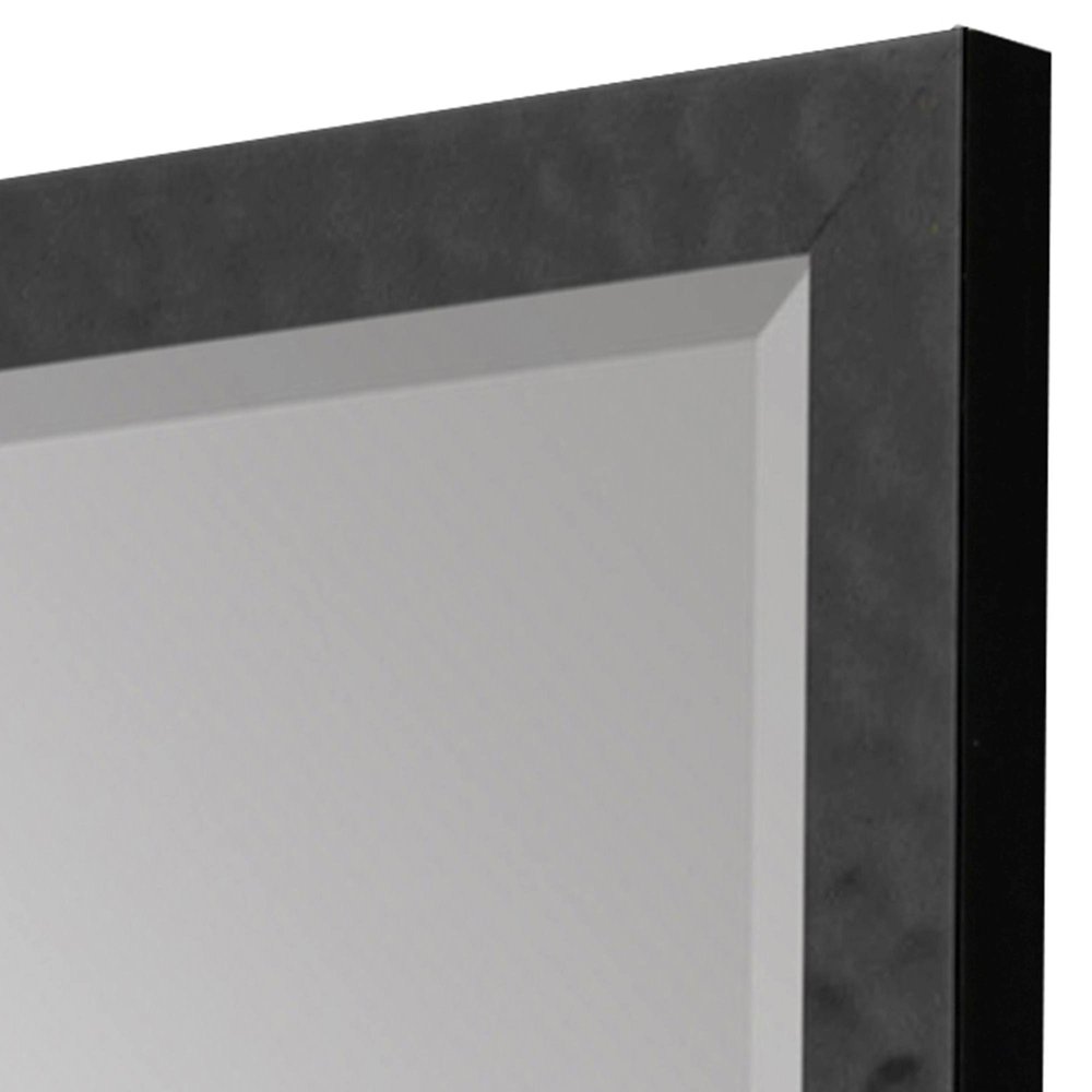 32" Black Hammered Geometric Framed Accent Mirror