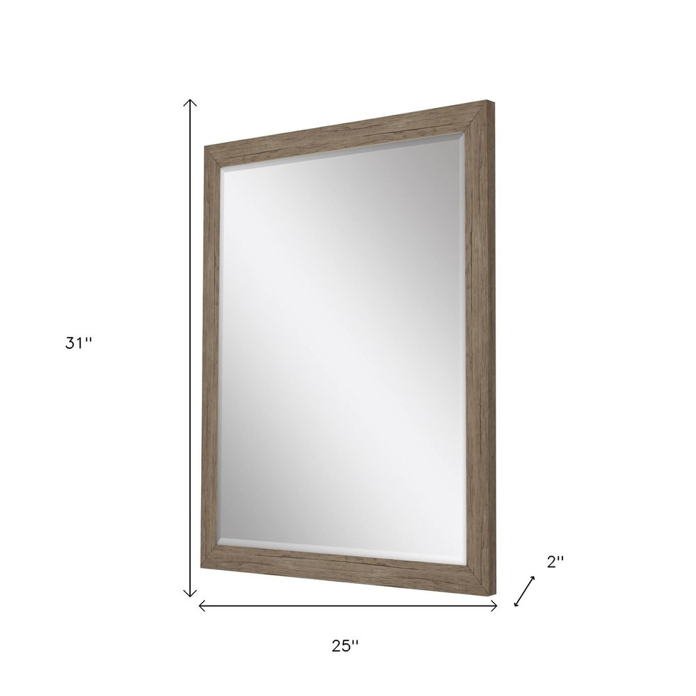 31" Light Brown Framed Accent Mirror