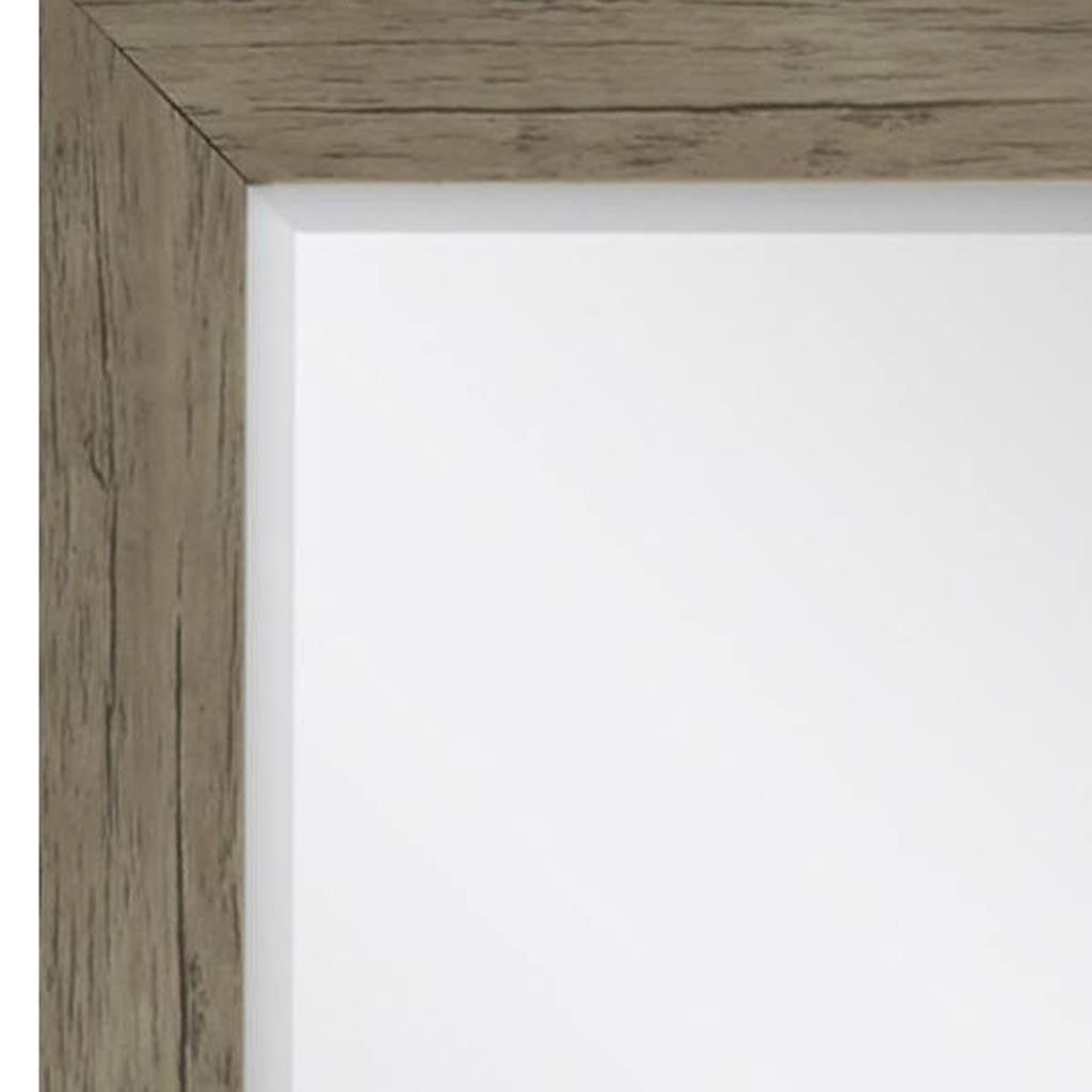 33" Light Brown Framed Accent Mirror