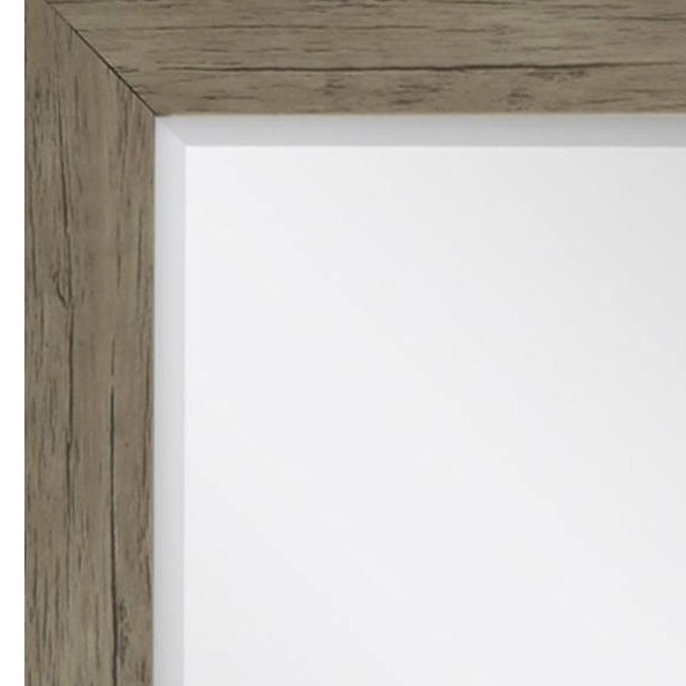 33" Light Brown Framed Accent Mirror