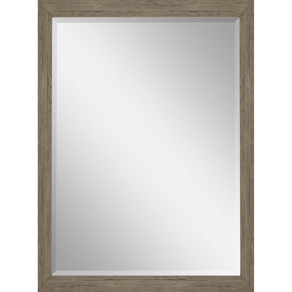 39" Light Brown Framed Accent Mirror