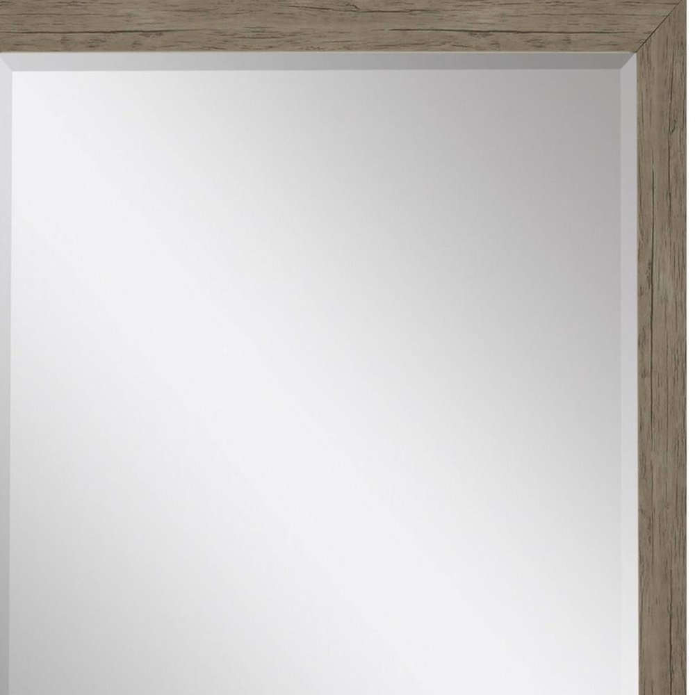 39" Light Brown Framed Accent Mirror