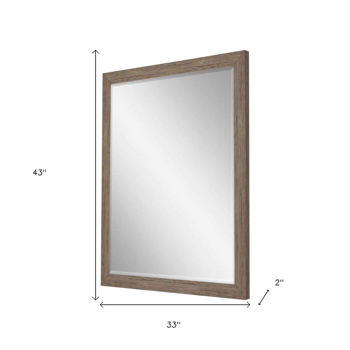 43" Light Brown Framed Accent Mirror