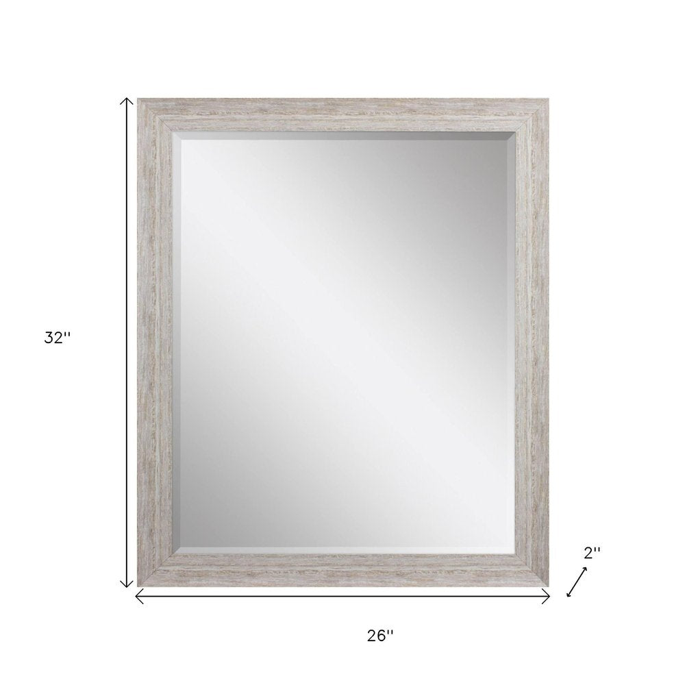 32" White Distressed Wood Framed Accent Mirror