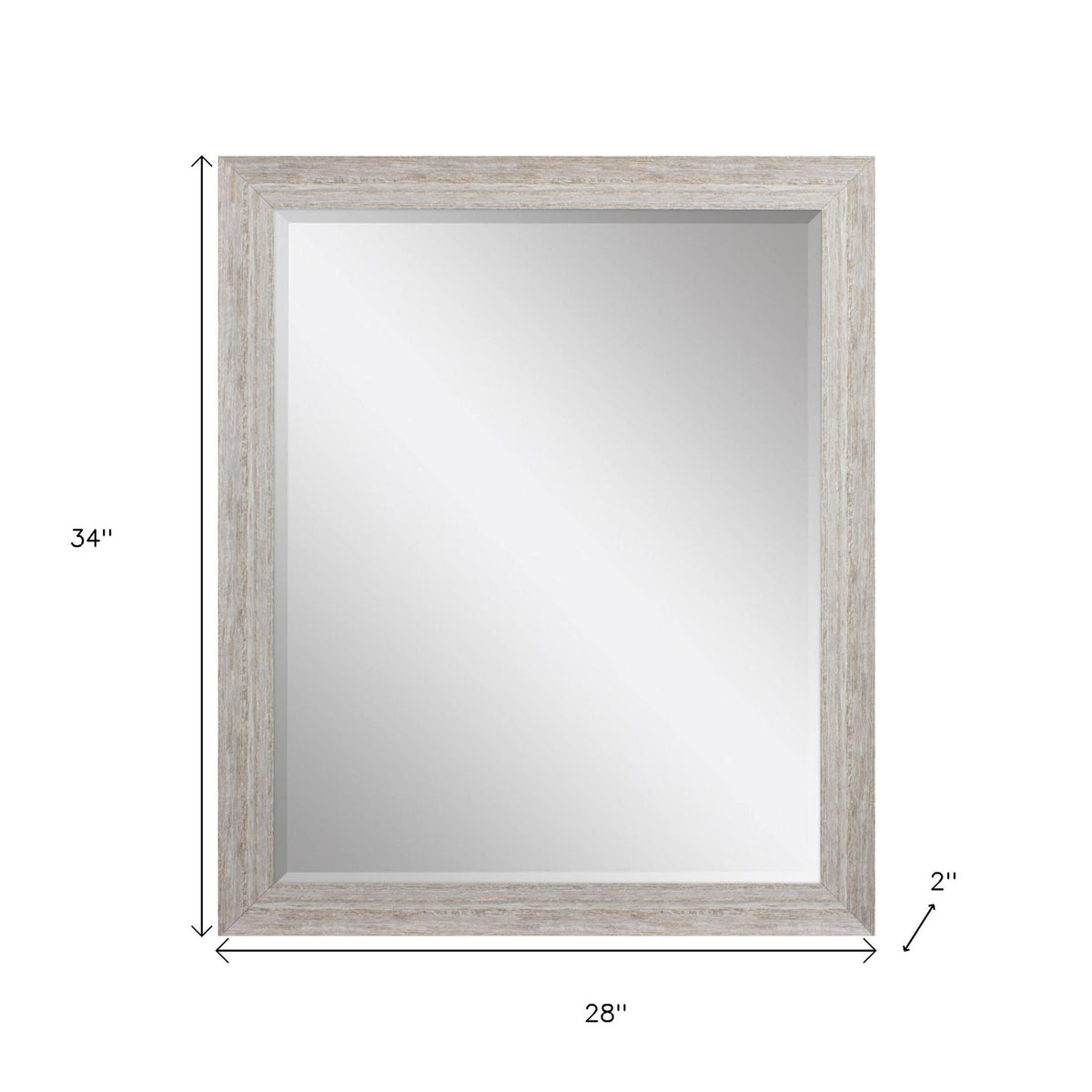 34" White Distressed Wood Framed Accent Mirror