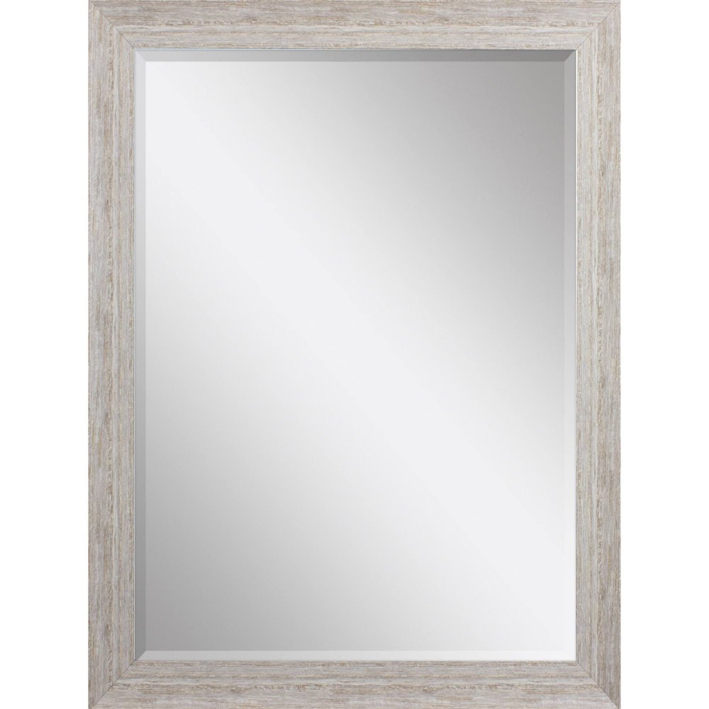 40" White Distressed Wood Framed Accent Mirror