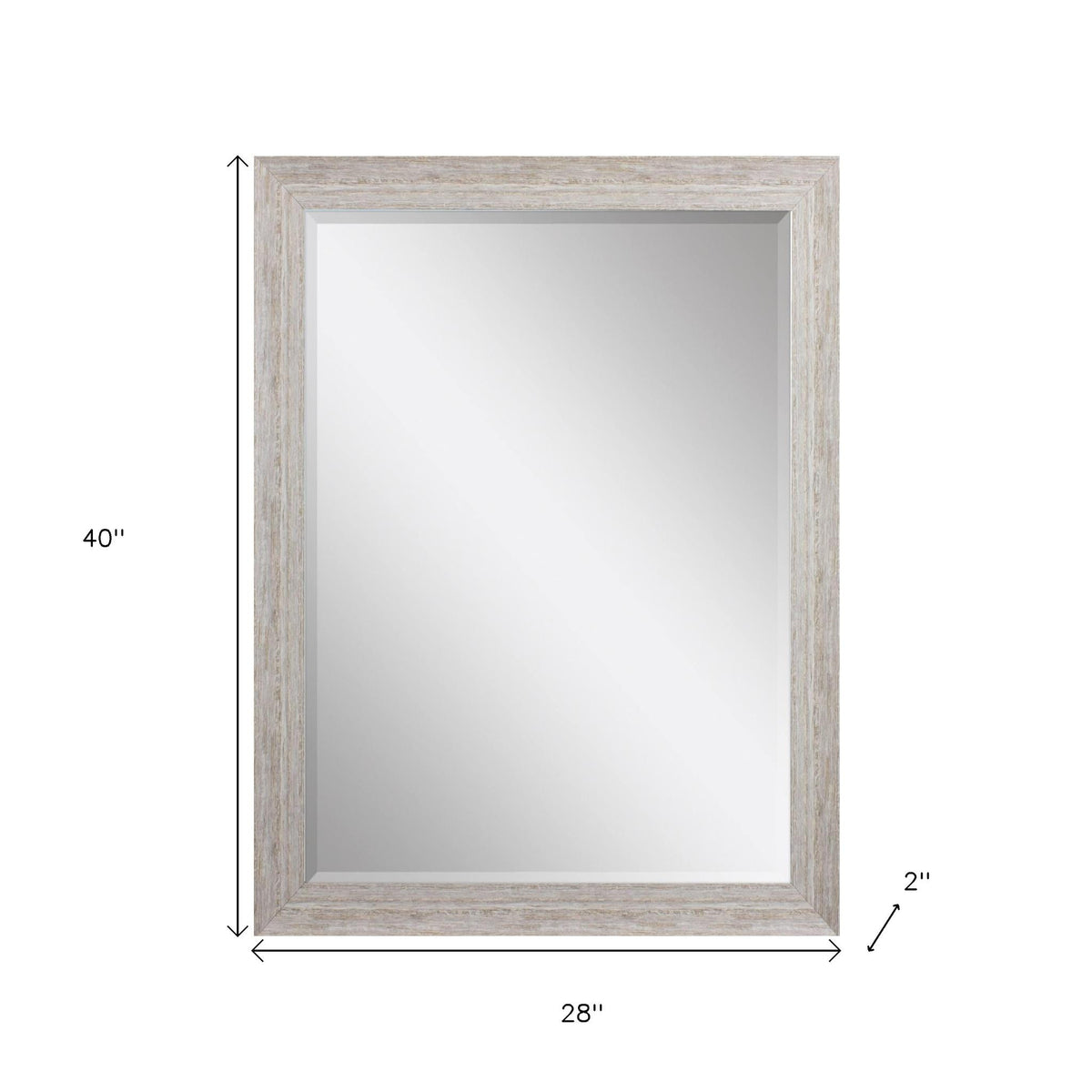40" White Distressed Wood Framed Accent Mirror