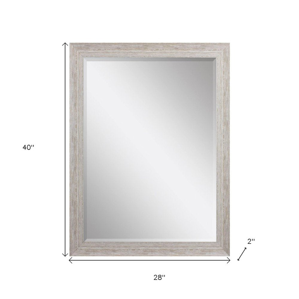 40" White Distressed Wood Framed Accent Mirror