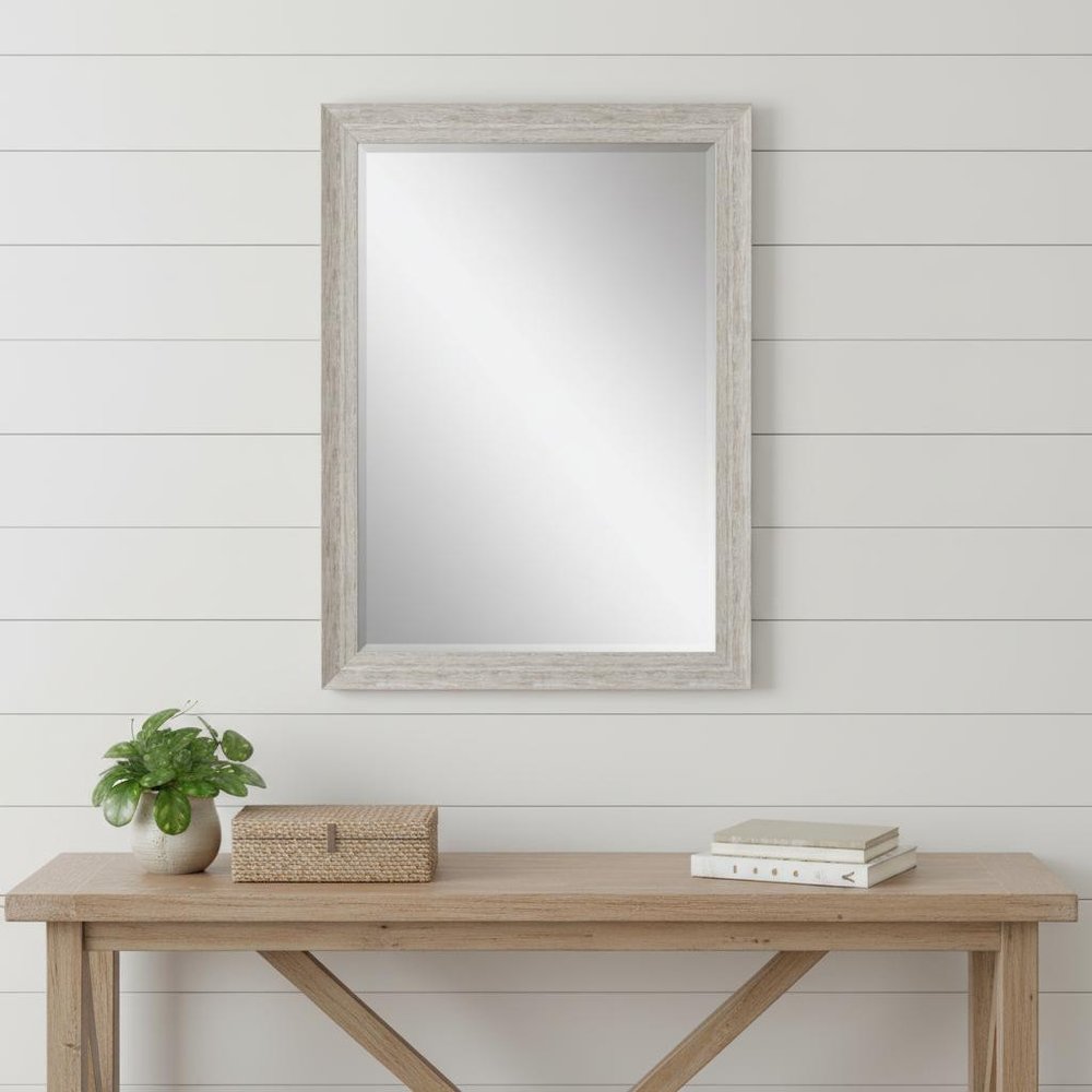 40" White Distressed Wood Framed Accent Mirror
