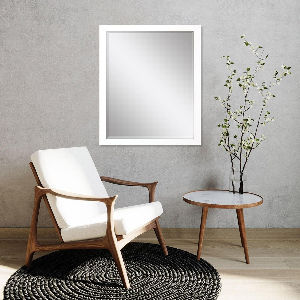 33" White Framed Accent Mirror