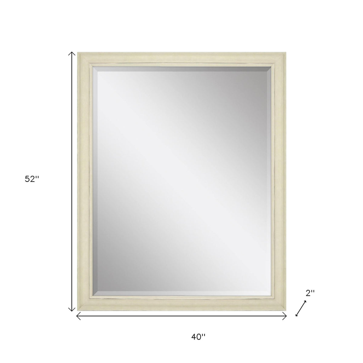 52" Ivory Distressed Wood Framed Accent Mirror