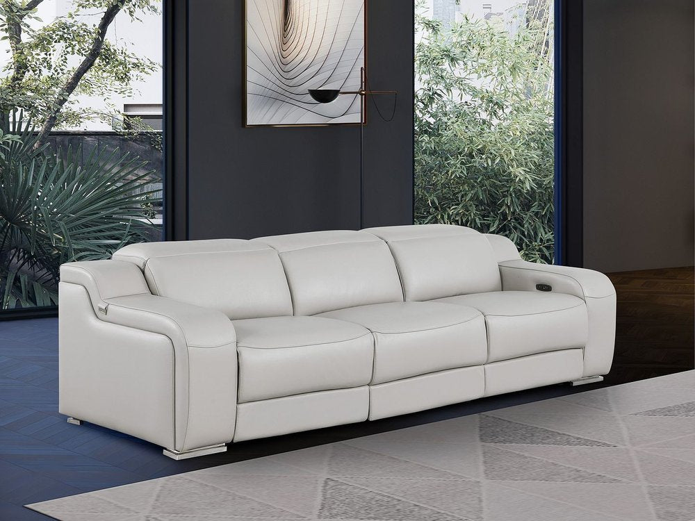 103" Chestnut Italian Leather Reclining USB Sofa