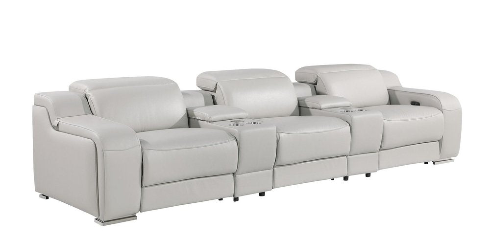 129" Chestnut Italian Leather Reclining USB Sofa