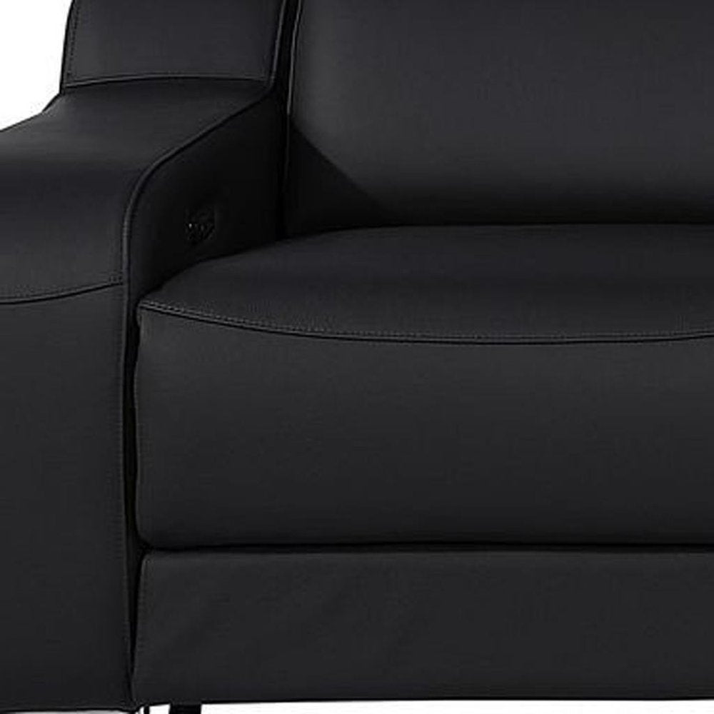129" Light Gray Italian Leather Reclining USB Sofa