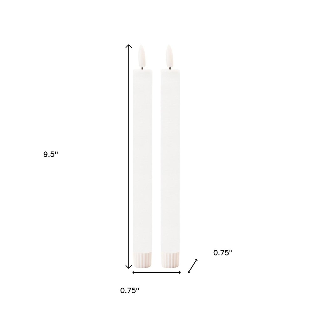 Set of Two White Unscented Candle Flameless Taper Candles