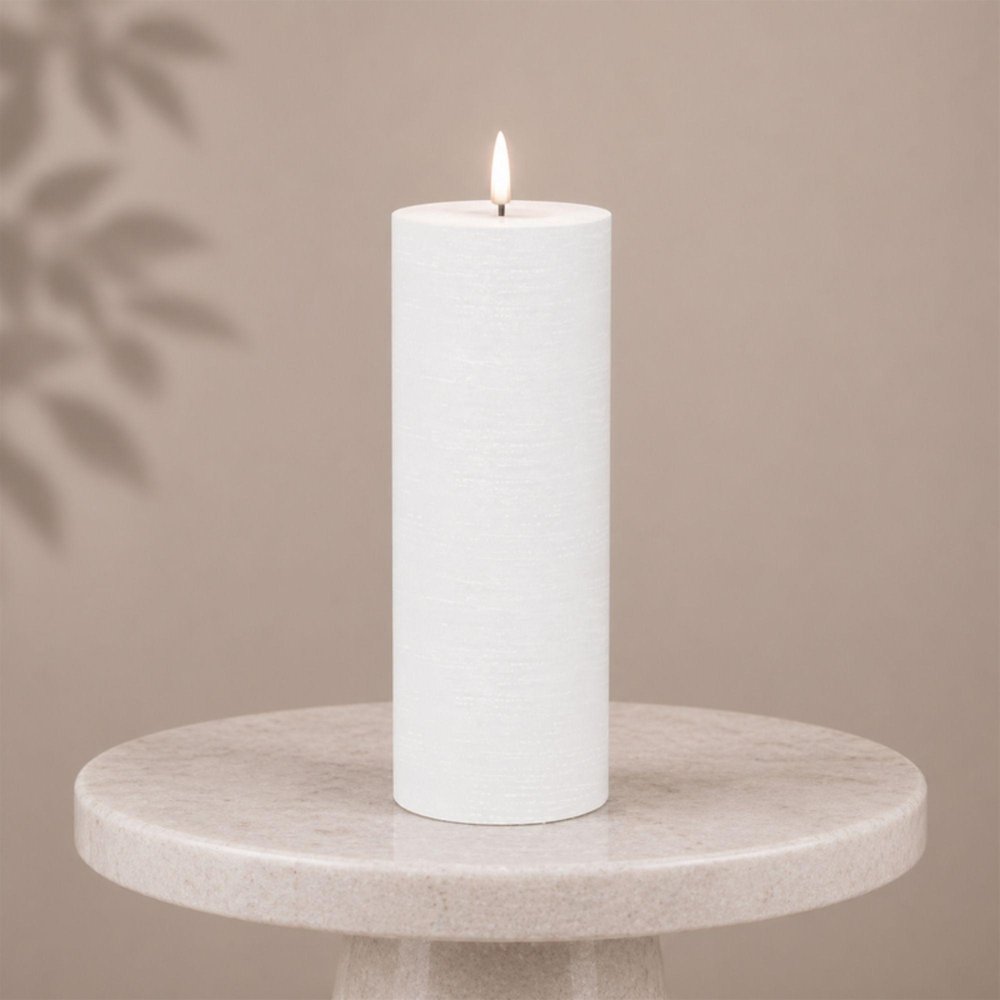 Set of Two White Unscented Candle Flameless Pillar Candles
