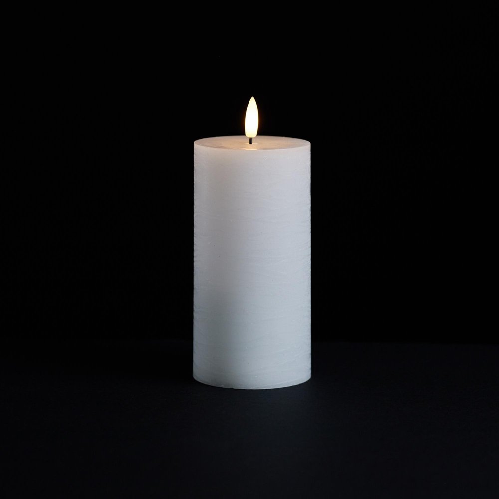 Set of Two White Unscented Candle Flameless Pillar Candles
