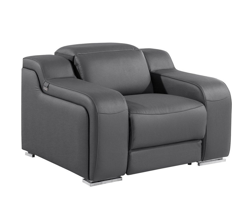 Three Piece Dark Gray Leather Six Person Seating Set