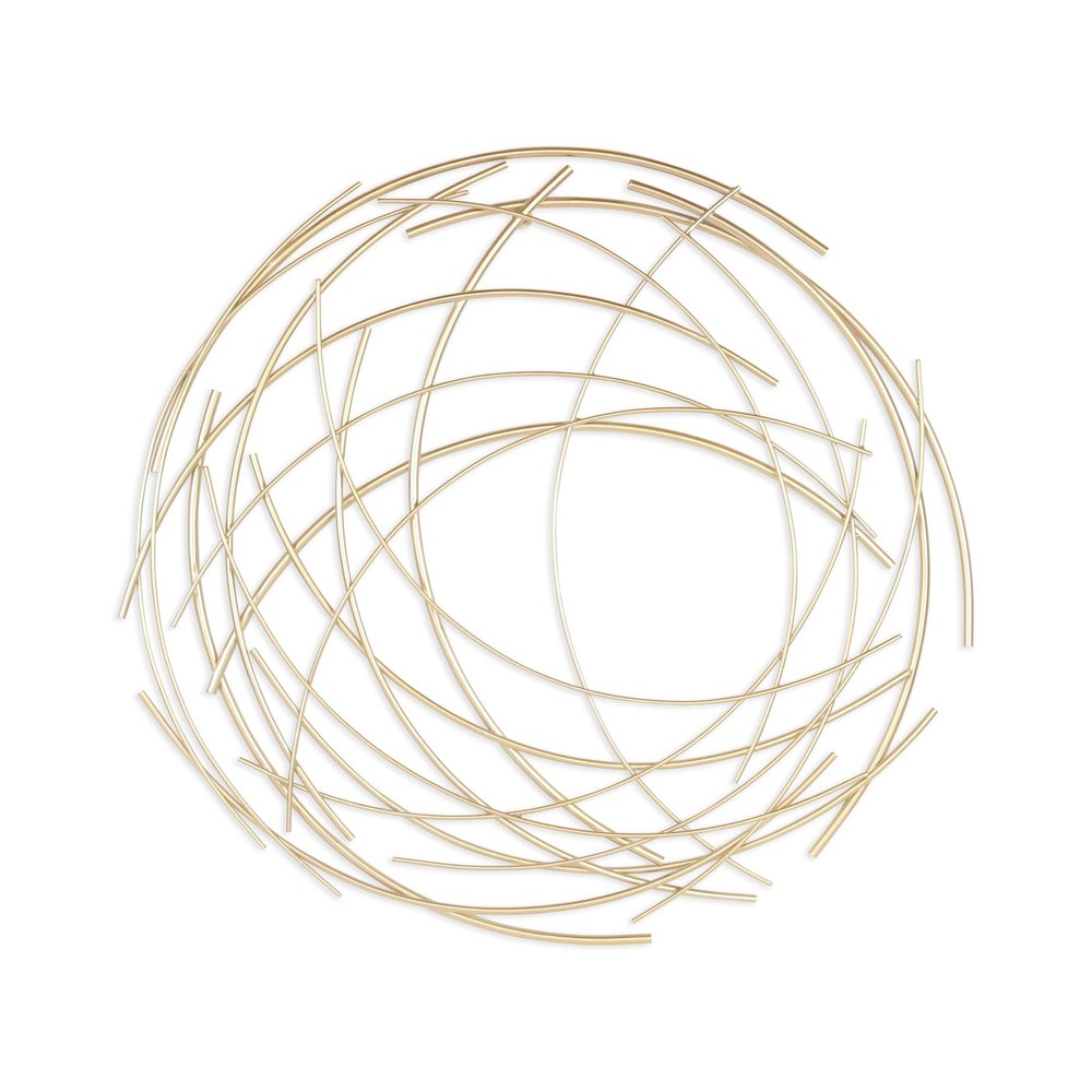 26" X 26" Gold Abstract Metal Circle Hanging Dimensional Sculpture