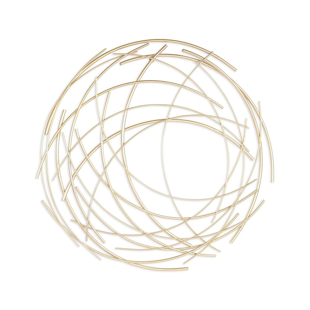 26" X 26" Gold Abstract Metal Circle Hanging Dimensional Sculpture