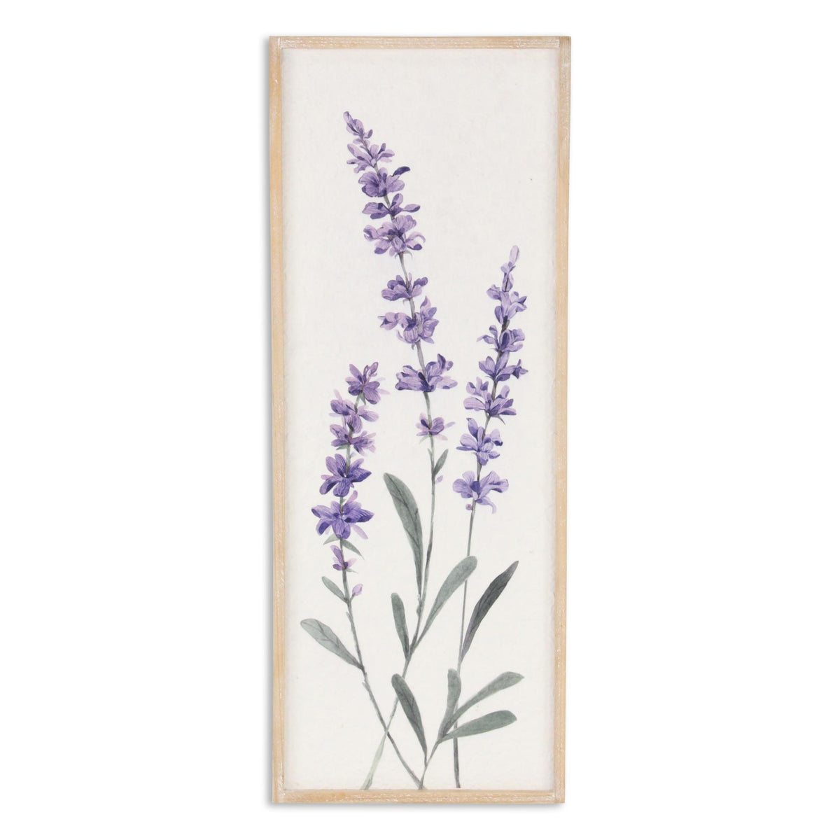 32" X 12" Natural White And Lavender Floral Wood Framed Art