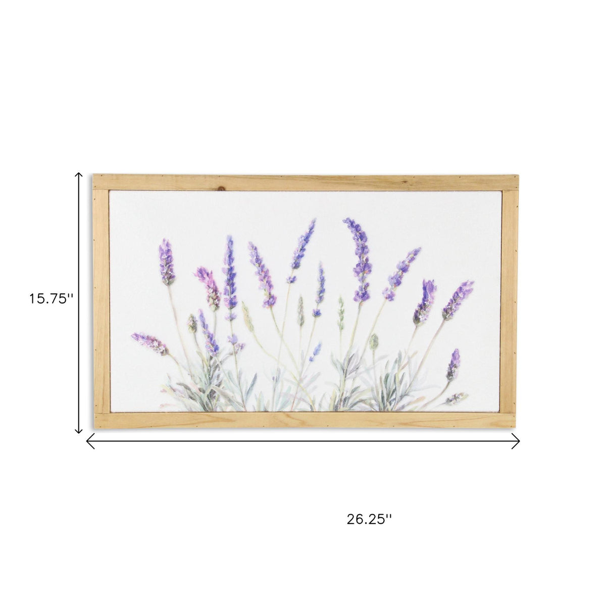 16" X 26" Natural White And Lavender Floral Wood Framed Art