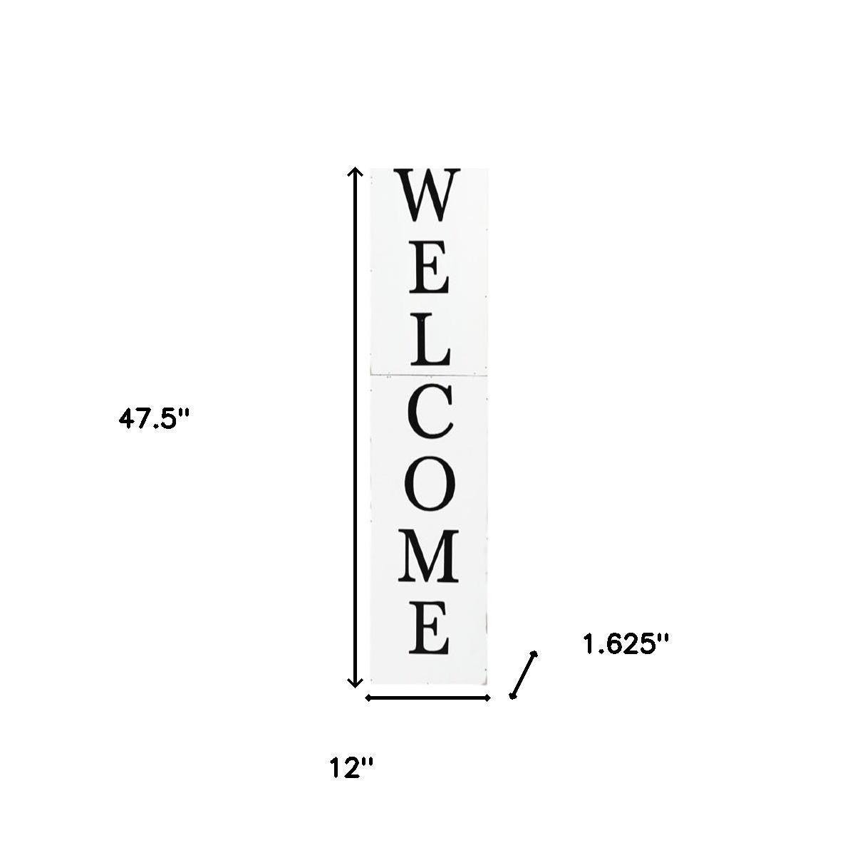 48" White And Black Solid Wood Birdhouse Welcome Porch Sign