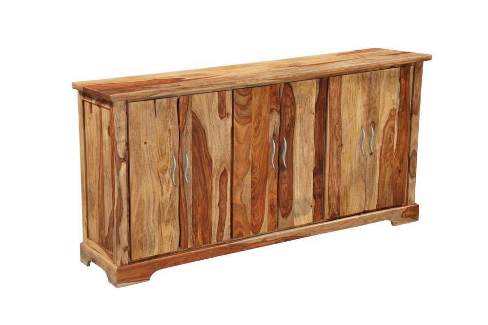 72" Brown Solid Wood Live Edge Sideboard with Six Doors