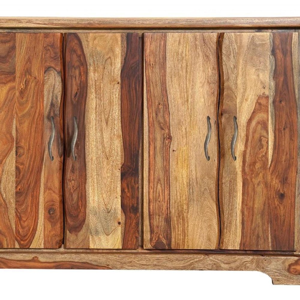 72" Brown Solid Wood Live Edge Sideboard with Six Doors