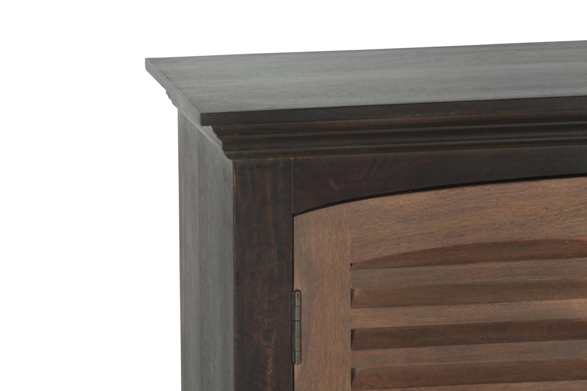 72" Dark Brown Solid Wood Shutter Style Sideboard with Four Doors