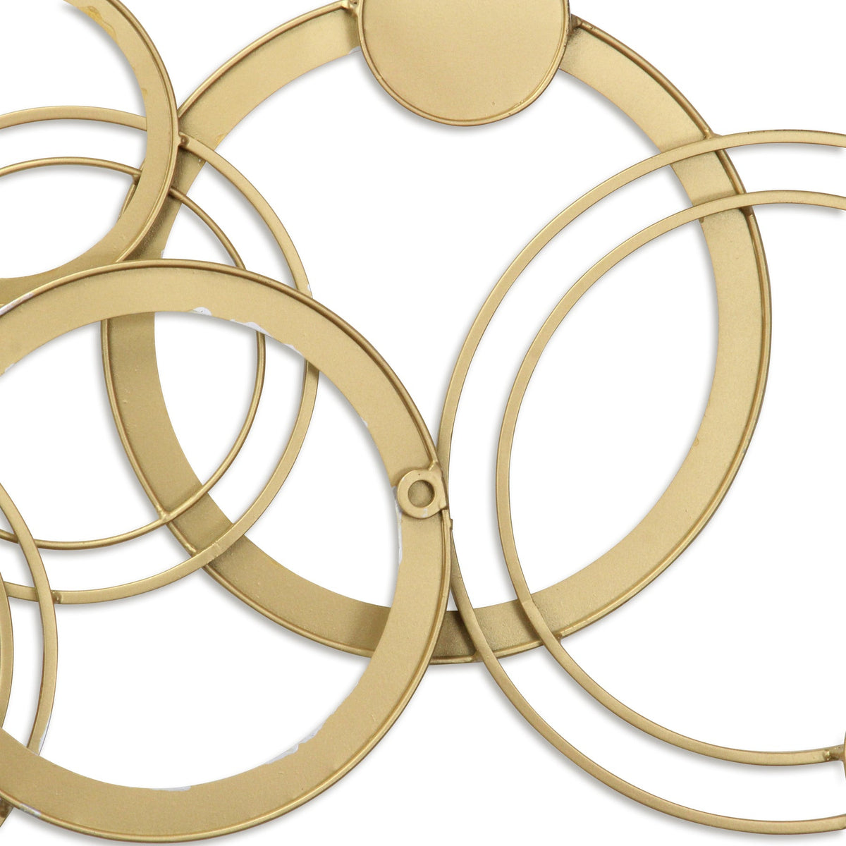 18" X 44" Gold And Silver Geometric Metal Round Discs Hanging Dimensional Sculpture