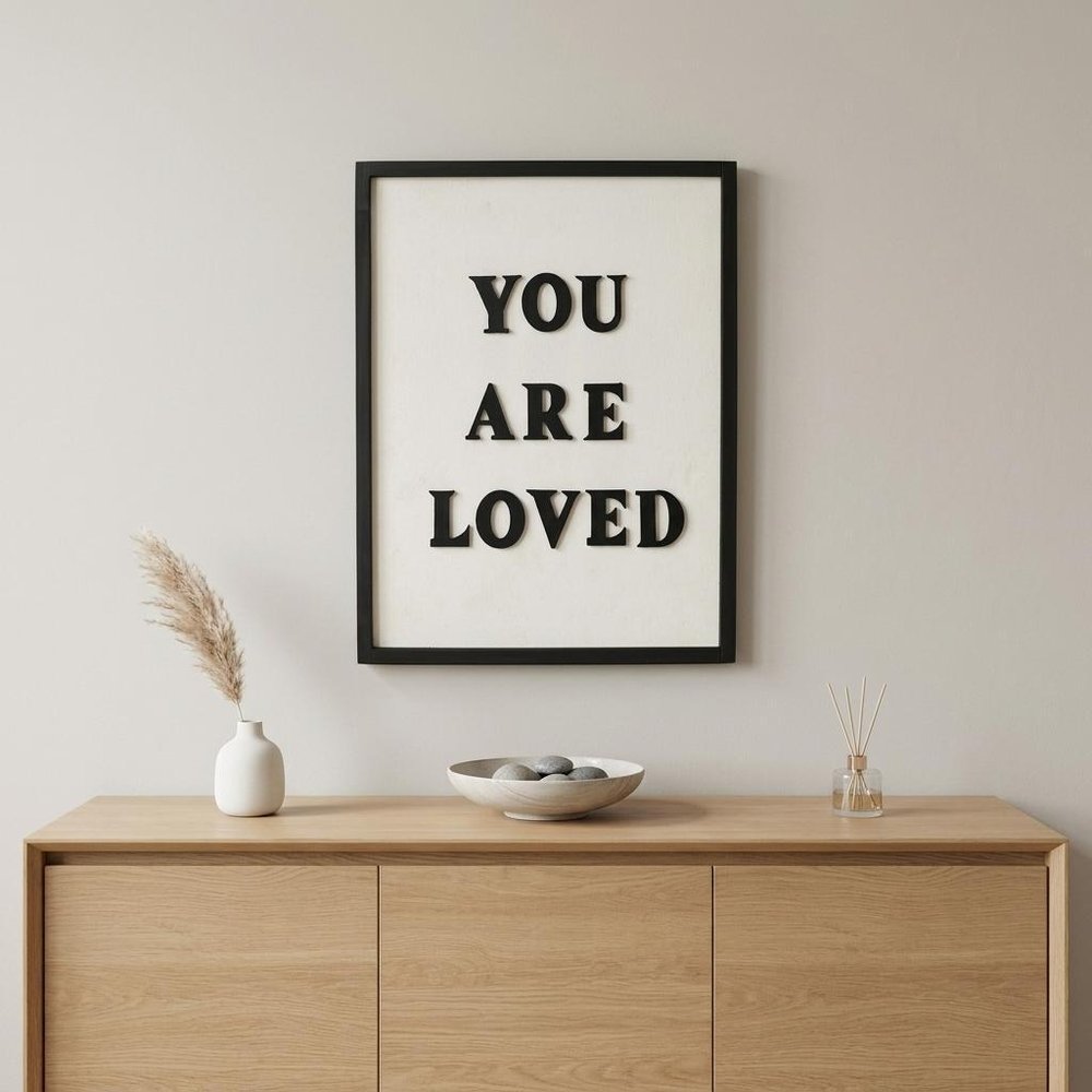 16" X 12" Black And White You Are Loved Framed Wall Decor