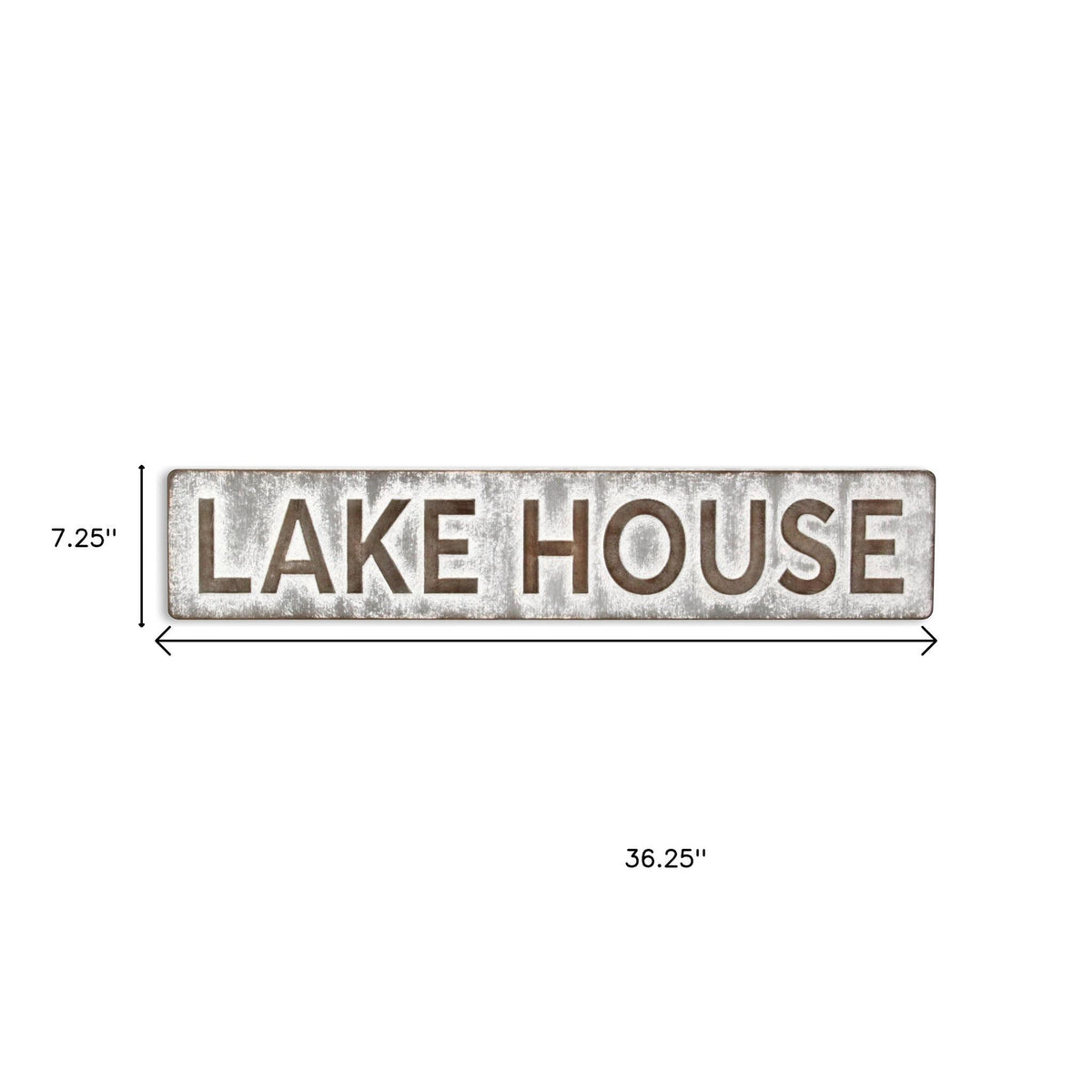 7" X 36" Gray Lake House Galvanized Metal Wall Decor