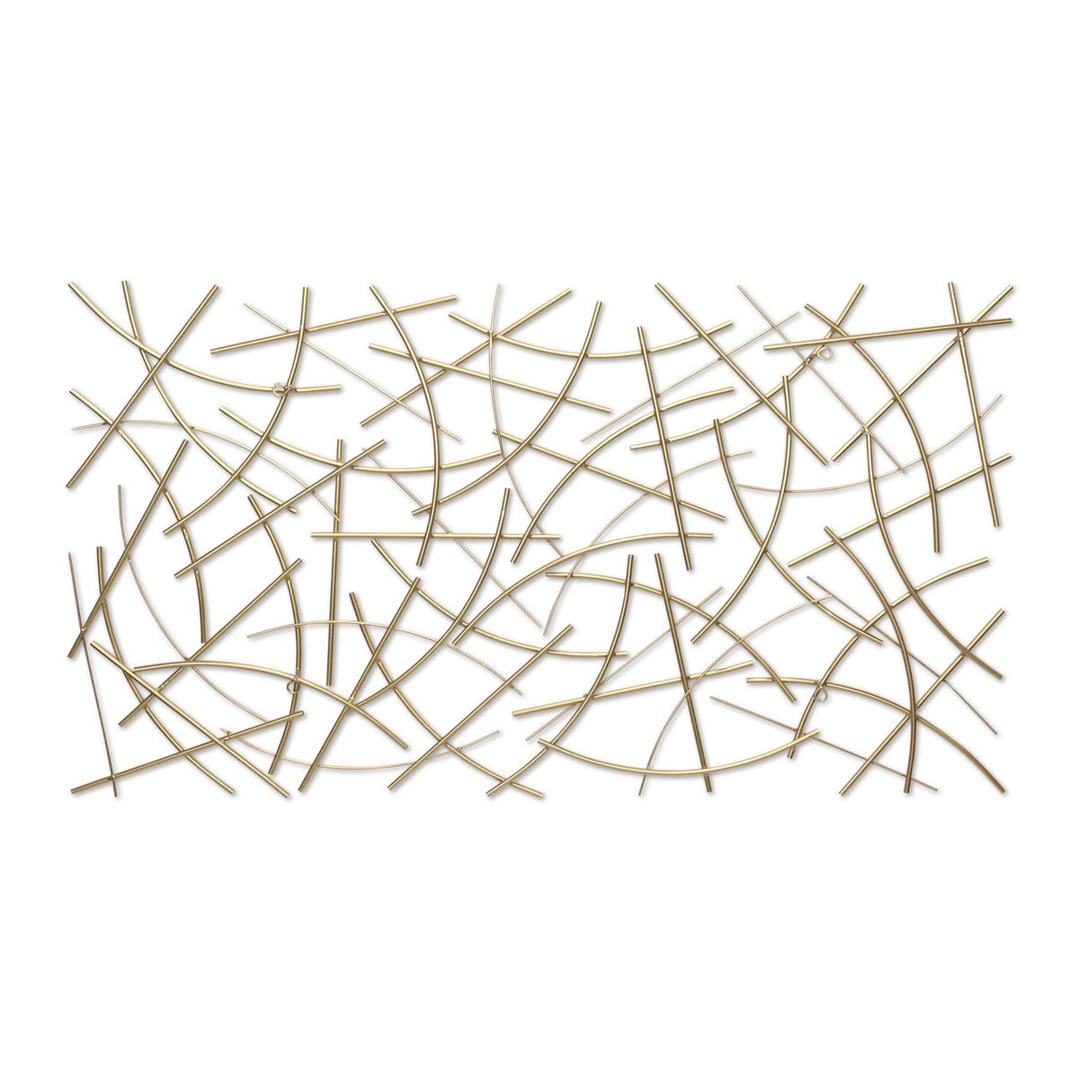 24" X 44" Gold Abstract Lines Metal Hanging Dimensional Sculpture