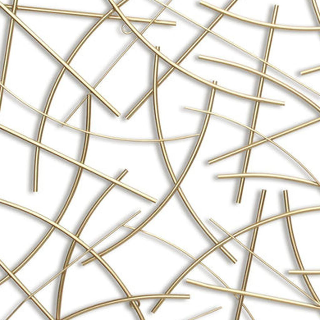 24" X 44" Gold Abstract Lines Metal Hanging Dimensional Sculpture