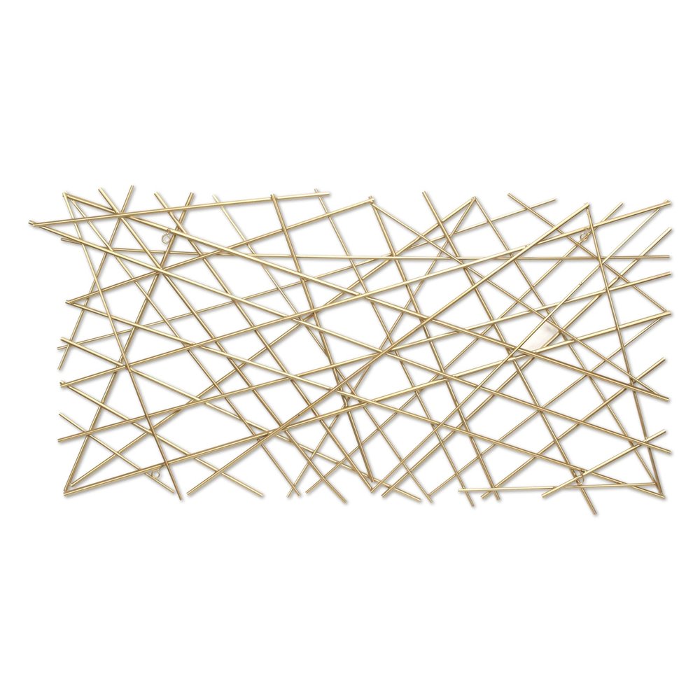 25" X 49" Gold Abstract Lines Metal Hanging Dimensional Sculpture
