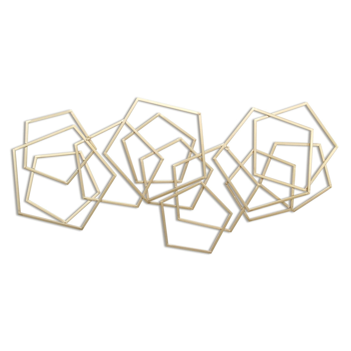 24" X 48" Gold Metal Abstract Lines Hanging Dimensional Sculpture