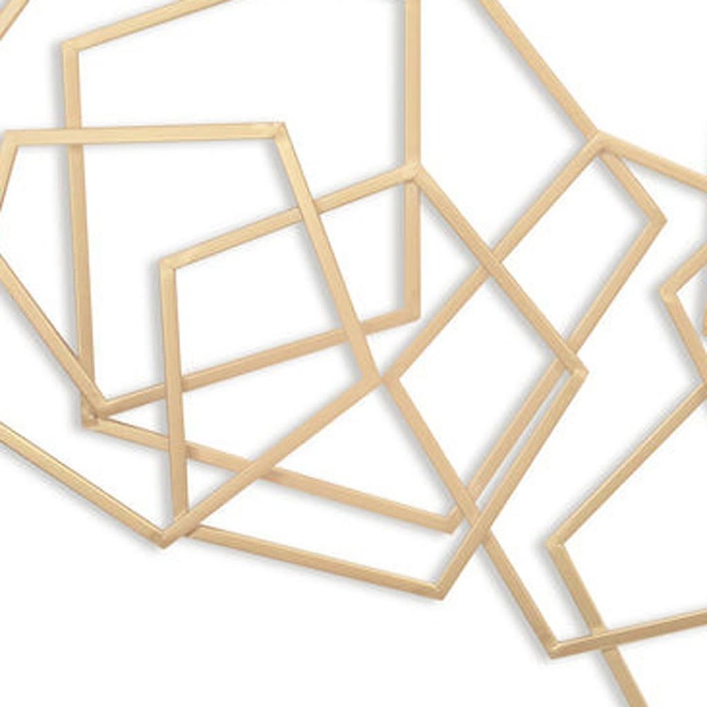 24" X 48" Gold Metal Abstract Lines Hanging Dimensional Sculpture