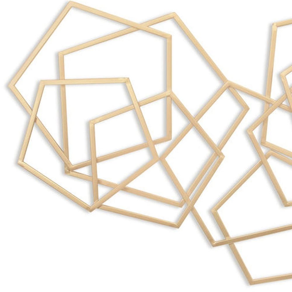 24" X 48" Gold Metal Abstract Lines Hanging Dimensional Sculpture