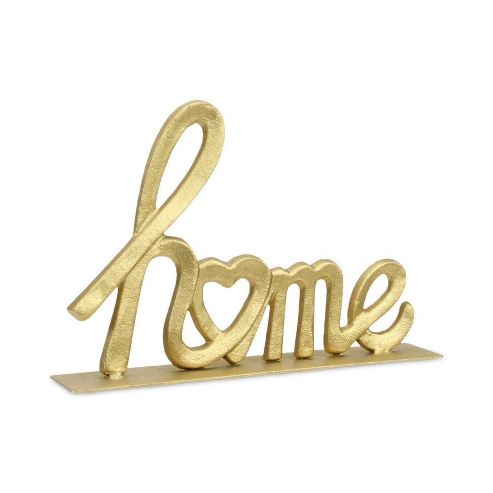 12" Gold Cast Iron Home Hand Painted Tabletop Sign