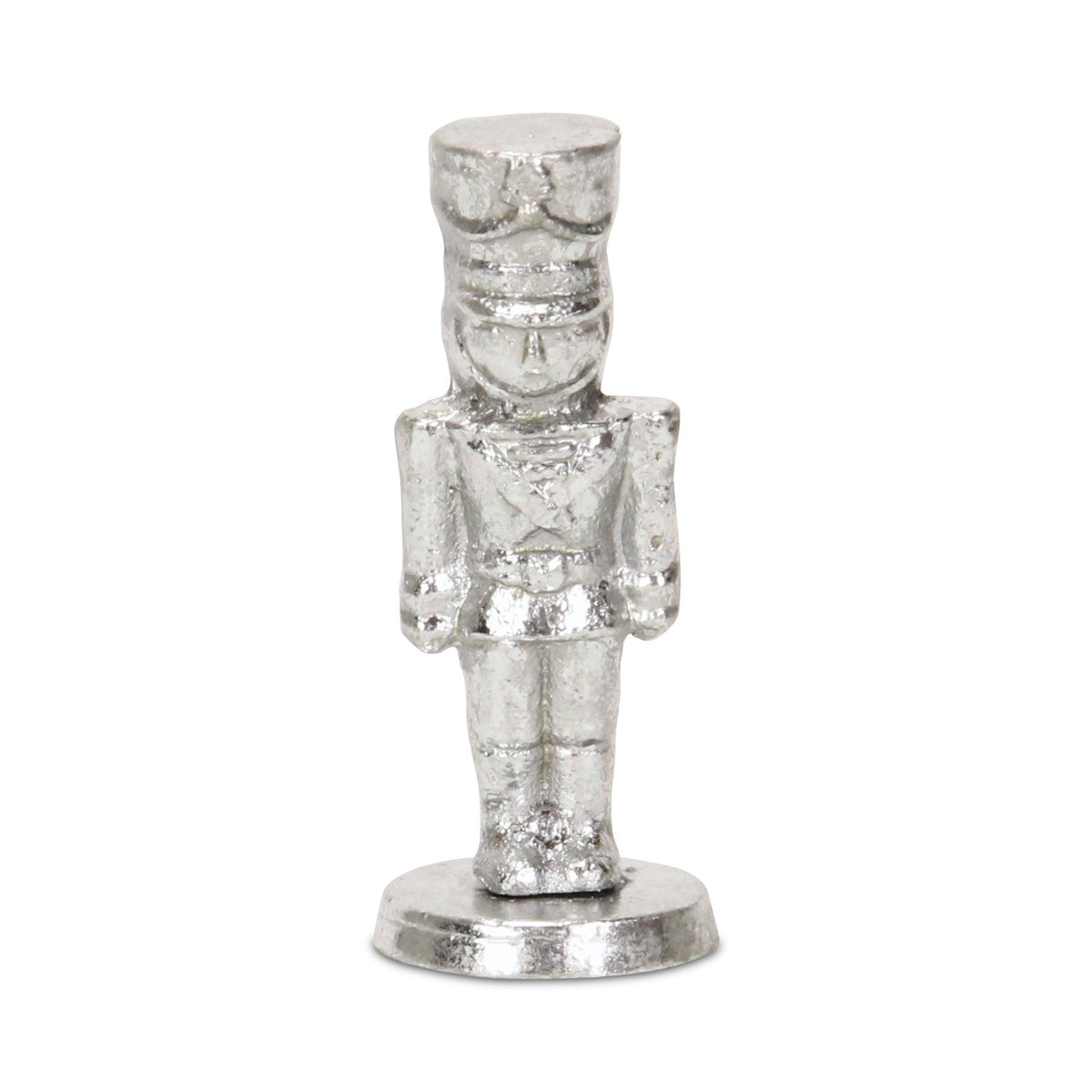 6" Silver Cast Iron Christmas Nutcracker Hand Painted Figurine