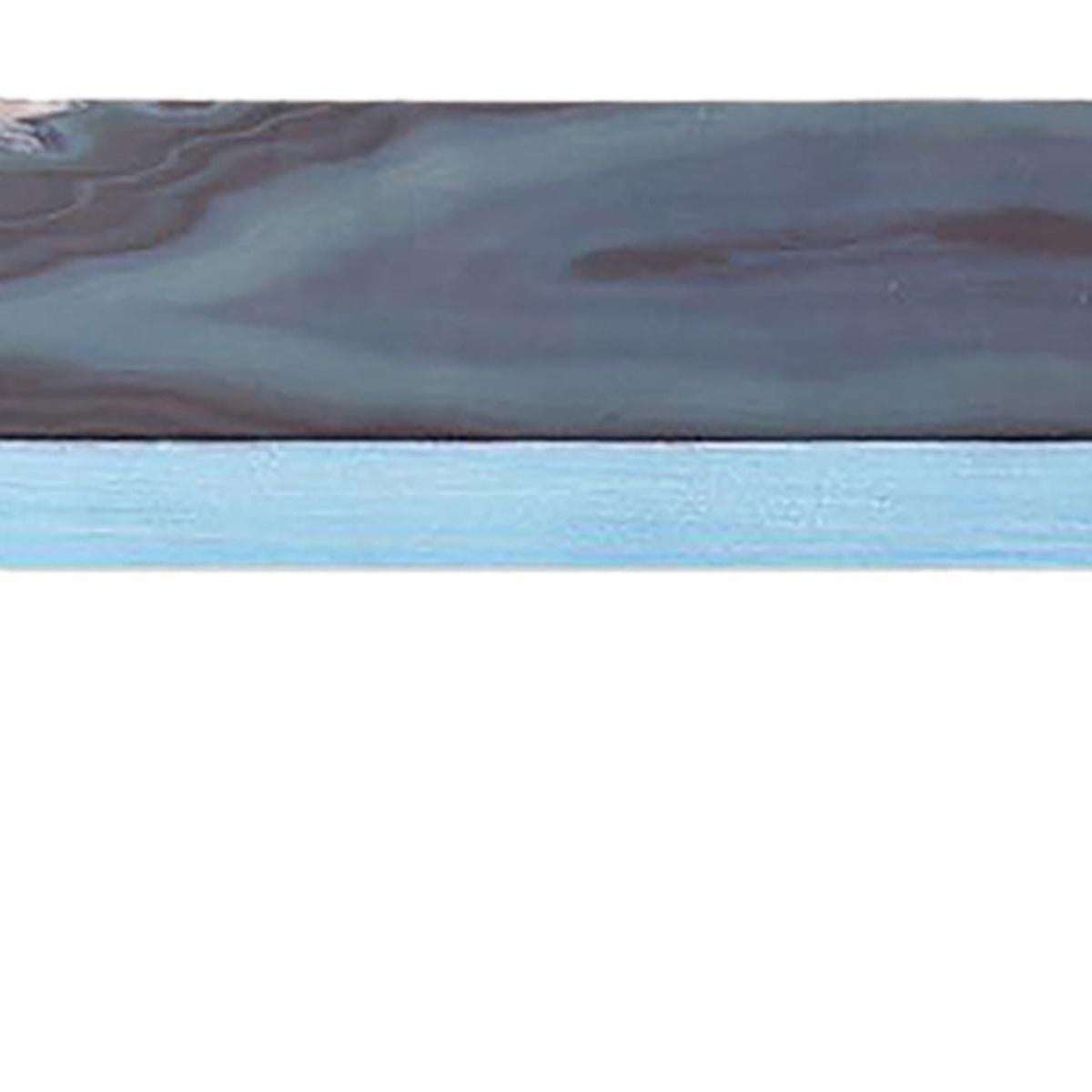 36" Blue And Natural Wood Agate Pattern Wall Mount Accent Shelf