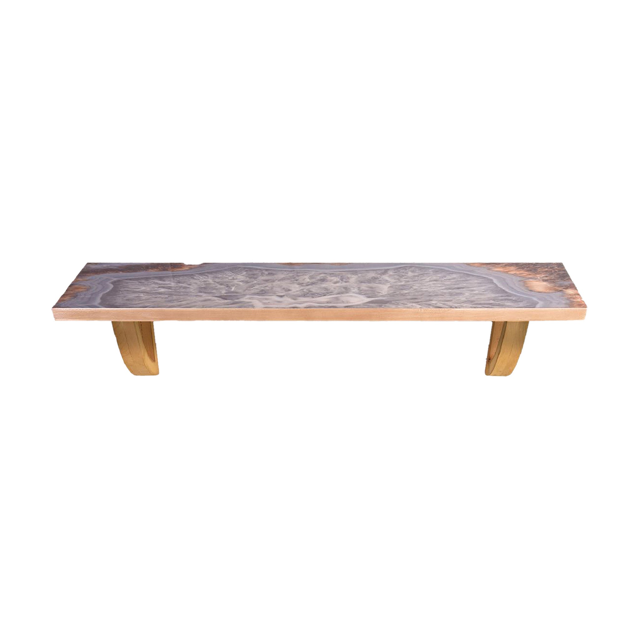 24" Gray And Natural Wood Wall Mounted Accent Shelf