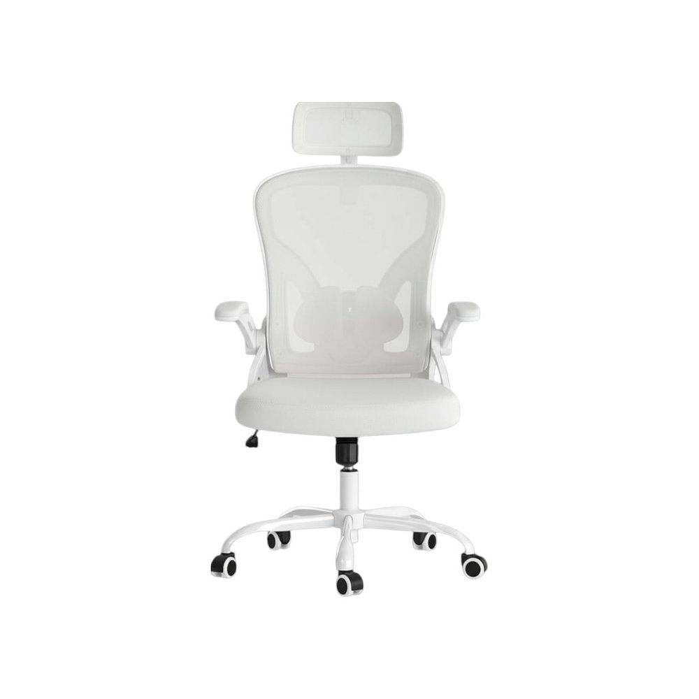 White and Black Adjustable Height Swivel Rolling Office Chair