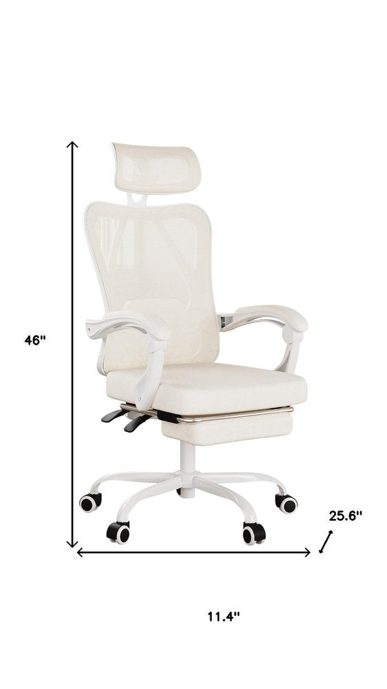 White and Black Adjustable Height Swivel Rolling Office Chair