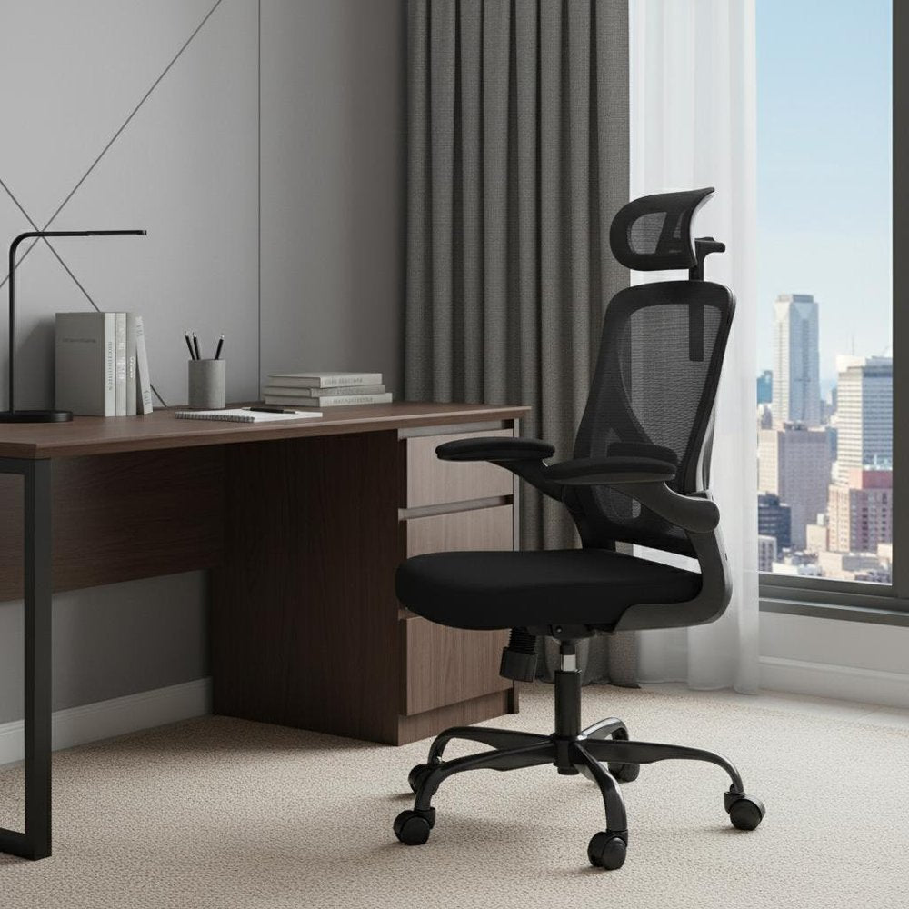 Black Adjustable Height Swivel Rolling Office Chair